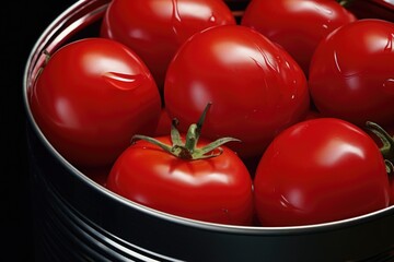 Poster - A metal bowl filled with an abundance of ripe red tomatoes. This versatile image can be used in various food-related projects or to depict the concept of a healthy diet