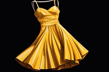 Poster - A yellow dress hanging on a clothes line. Perfect for fashion or laundry-related projects