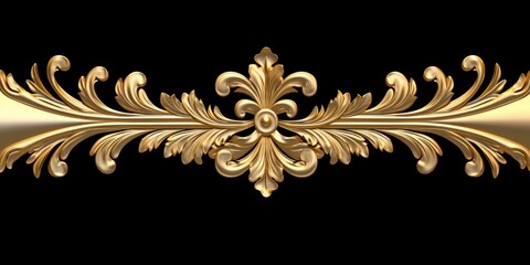 Aufkleber - A stunning gold decorative design on a sleek black background. Perfect for adding a touch of elegance and luxury to any project