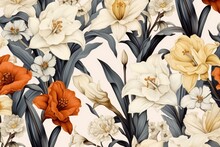 A Beautiful Bunch Of White And Orange Flowers On A Clean White Background. Suitable For Various Design Projects