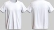 © Fotograf - A pair of white t-shirts on a gray background. Suitable for clothing store promotions or fashion-related designs