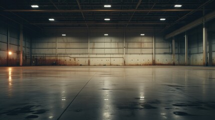 Poster - An empty industrial building with ample natural light. Perfect for showcasing the vast space and potential of an industrial setting