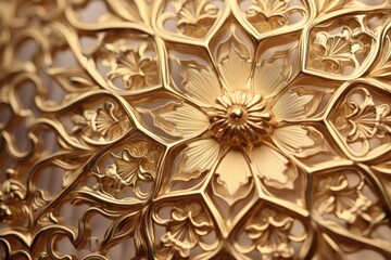 Poster - A detailed view of a gold plated object. Suitable for various purposes