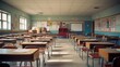 © Fotograf - An empty classroom with rows of desks and chairs. Perfect for educational or school-related projects