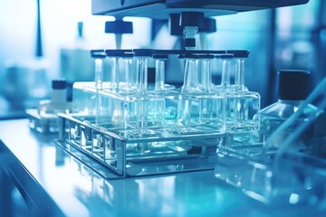 Poster - A close-up view of a bunch of bottles on a table. This versatile image can be used for various purposes