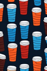 Aufkleber - Various cups of different colors arranged on a black background. Versatile image suitable for a variety of themes and concepts