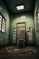 Poster - A simple room with a door and a bench. This versatile image can be used to depict various concepts and situations