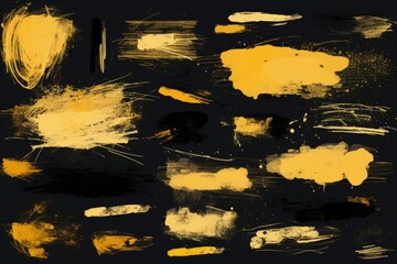 Poster - A bunch of yellow paint on a black background. Suitable for artistic projects and creative designs