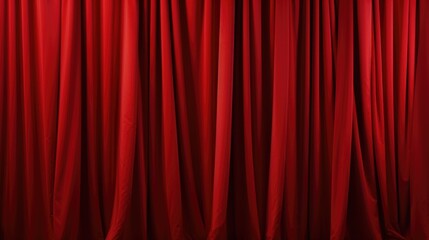 Poster - A vibrant red curtain hangs in front of a dark black background. This image can be used as a backdrop or to create a dramatic atmosphere