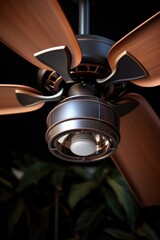 Poster - A close-up view of a ceiling fan with a light. Perfect for adding a touch of modernity and functionality to any room