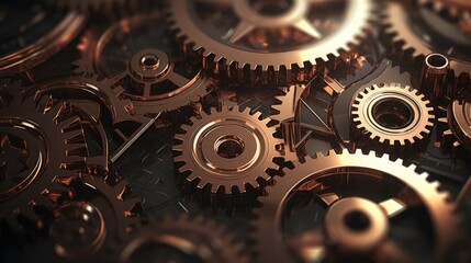 Poster - A detailed close-up of a bunch of gears. Perfect for industrial or mechanical concepts