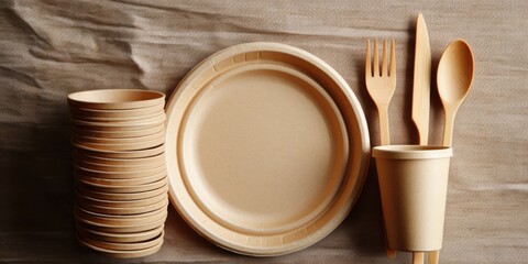 Poster - A collection of plates, forks, and spoons arranged on a table. Perfect for illustrating a dinner party or restaurant setting