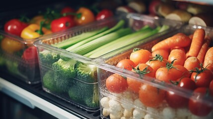 Poster - A refrigerator filled with a variety of vegetables. Perfect for healthy eating and meal preparation
