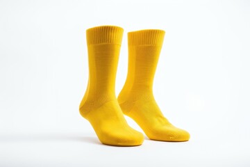 Poster - Yellow socks on a white background. Perfect for fashion or clothing-related projects