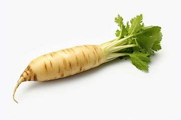 Poster - A detailed view of a carrot placed on a white surface. Suitable for food blogs, recipe websites, and healthy eating promotions