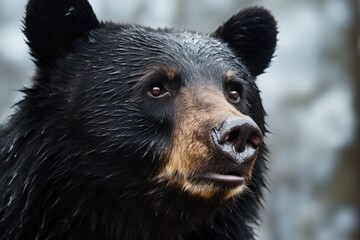 Aufkleber - A detailed shot of a black bear's face. Suitable for wildlife enthusiasts and educational materials