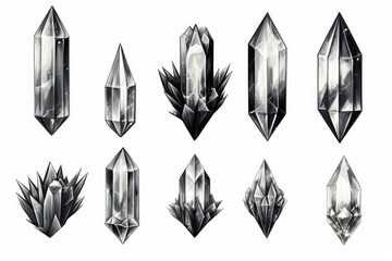 Poster - A drawing of a bunch of crystals on a white background. Perfect for adding a touch of elegance to any project