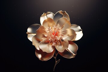 Poster - A beautiful gold flower against a black background. Perfect for adding a touch of elegance and sophistication to any project