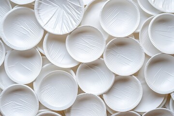 Poster - A close-up shot of a bunch of white plates. Versatile and suitable for various purposes