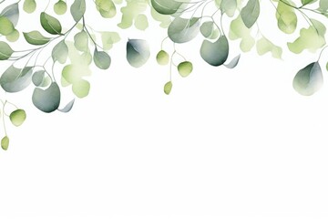 Poster - A beautiful watercolor painting of green leaves on a white background. Perfect for adding a touch of nature to any project