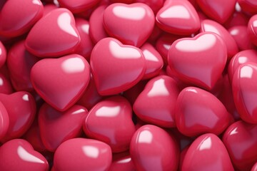 A close-up view of a bunch of red hearts. Perfect for expressing love and affection.