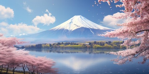 Poster - A stunning image capturing the beauty of a mountain and a lake. Perfect for nature enthusiasts and travel brochures