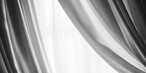 Poster - A black and white photo of a curtain. Suitable for interior design projects or adding a touch of elegance to any space