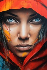 Poster - A beautiful painting of a woman with captivating blue eyes. Perfect for adding a touch of elegance and sophistication to any space