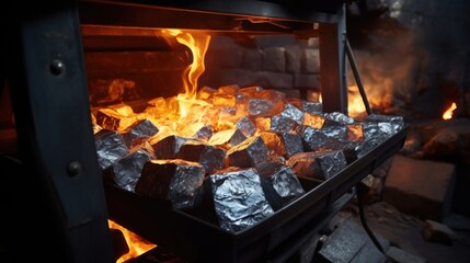 Wall Mural - A grill filled with rocks, perfect for outdoor cooking and barbecues