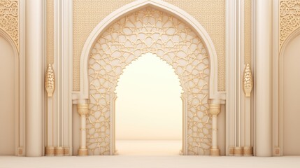 Aufkleber - A large archway in a white and gold building. Perfect for architectural designs and elegant settings