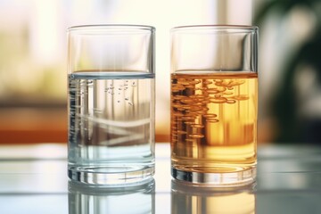 Poster - A glass of water and a glass of water on a table. Suitable for various uses