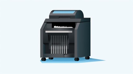 Poster - A paper shredder is depicted on a plain white background. This image can be used for illustrating office equipment or data security concepts