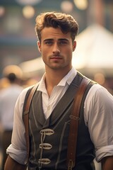 Poster - A man wearing a vest and a white shirt. Versatile image suitable for various purposes