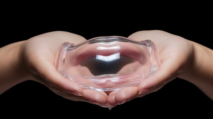 Aufkleber - A person holding a glass object in their hands. Suitable for various creative projects