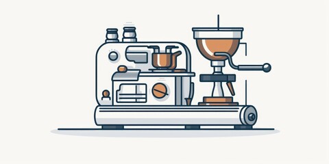 Wall Mural - A coffee machine with a cup placed on top. Ideal for illustrating coffee preparation or the concept of a morning routine