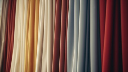 Poster - Colorful curtains hanging on a wall, suitable for various interior design concepts