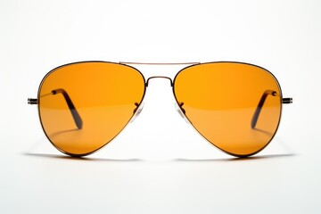 Poster - A pair of sunglasses resting on a clean white surface. Suitable for fashion or summer-themed designs