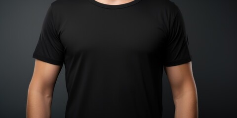 Aufkleber - A man wearing a black t-shirt strikes a pose for a photograph. This image can be used for various purposes