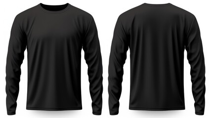 Wall Mural - A black long-sleeved t-shirt with front and back views. Versatile for various design needs