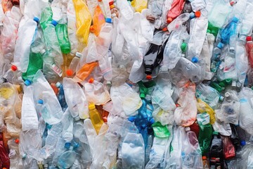 Poster - A large pile of plastic bottles. Can be used to depict recycling, pollution, waste management, or environmental issues