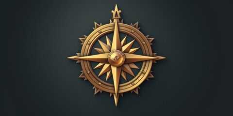 Fototapete - A golden compass against a black background. Suitable for navigation, exploration, and direction-related themes