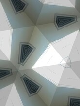 Abstract Architecture Background, Kaleidoscope  Style Hexagonal On Gray White And Black Structure Repeat Pattern