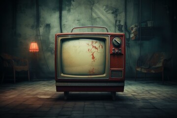 Old retro tv. Media analog public. Generate Ai