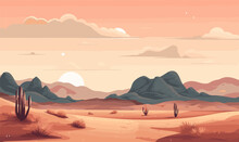 Sunrise Desert Vector Flat Minimalistic Isolated Illustration -