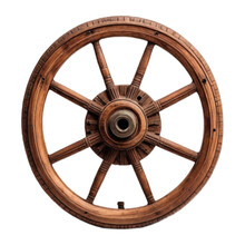 Wooden Bicycle Wheel On A White Background