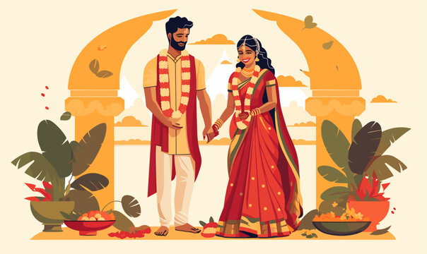 Indian wedding vector flat minimalistic isolated illustration