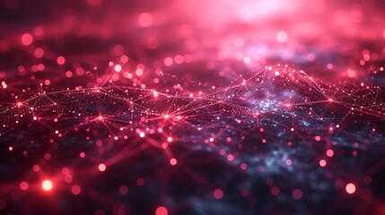 Poster - Explore the fusion of creativity and innovation with our red digital backdrop, where neon plexus lines come to life in a captivating dance of light and connectivity.