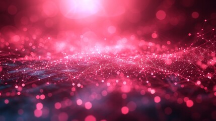 Poster - Explore the fusion of creativity and innovation with our red digital backdrop, where neon plexus lines come to life in a captivating dance of light and connectivity.