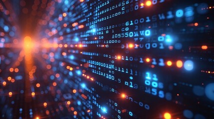 Explore the complex world of big data with our visualisation of binary computer code, a  illustration that delves into the digital realm of programming and encryption.