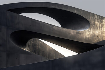 Poster - Abstract parametric concrete facade. Background image. Created with Generative AI technology